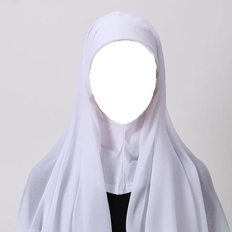 Hijab foulard chiffon uni prêt-à-porter léger toutes saisons