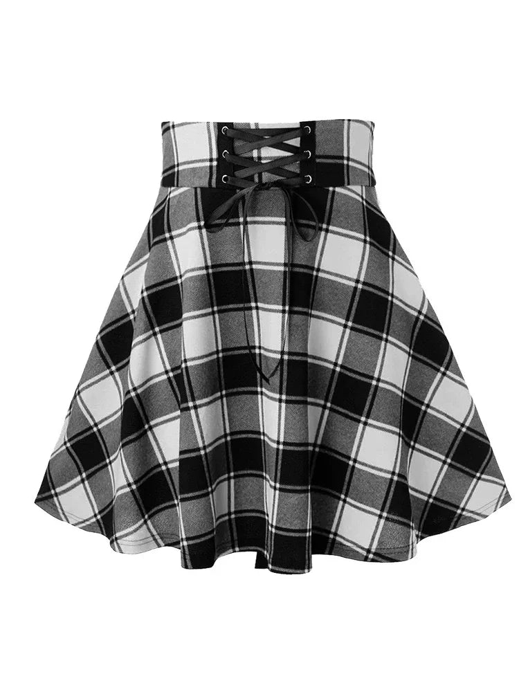 Mini Jupe Écossaise Plissée Gothique Femme – Style Punk Rétro Carreaux, Hip Hop Streetwear Printemps Été S à XXL