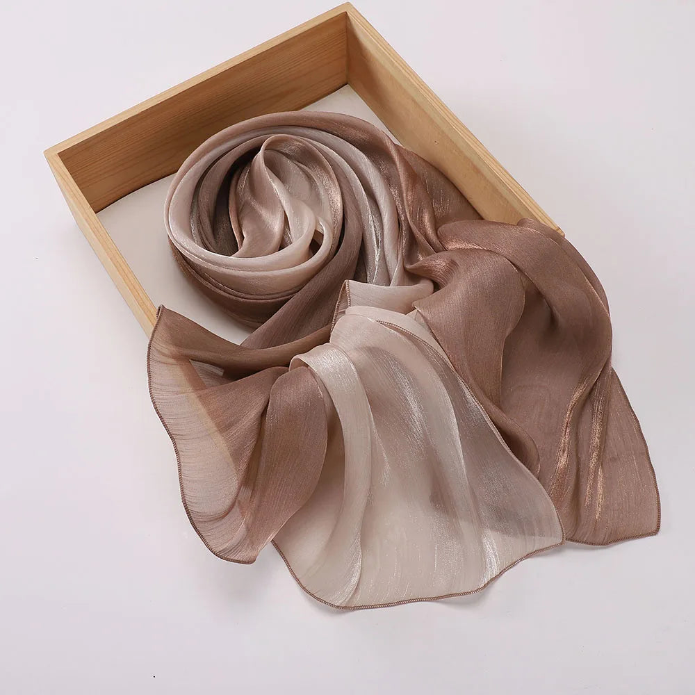 Hijab Satin Bicolore Dégradé – Foulard Islamique Élégant Pour Mariage & Occasions Spéciales