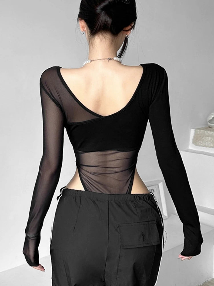 Body Lingerie Transparent Dos Nu – Manches Longues & Col V