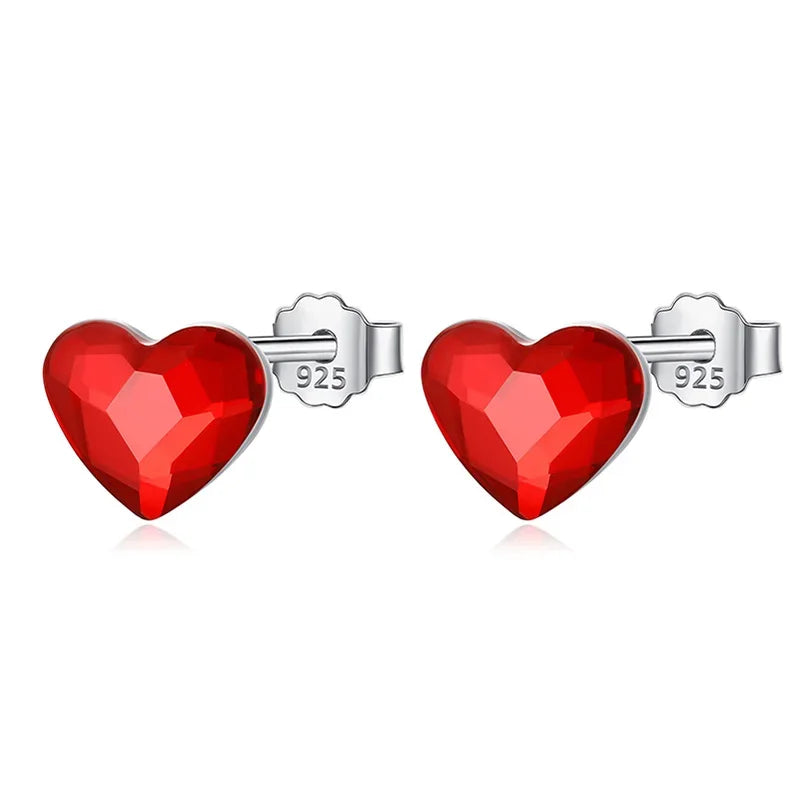 Boucles d'Oreilles Clous Cœur – Argent 925 & Zircon