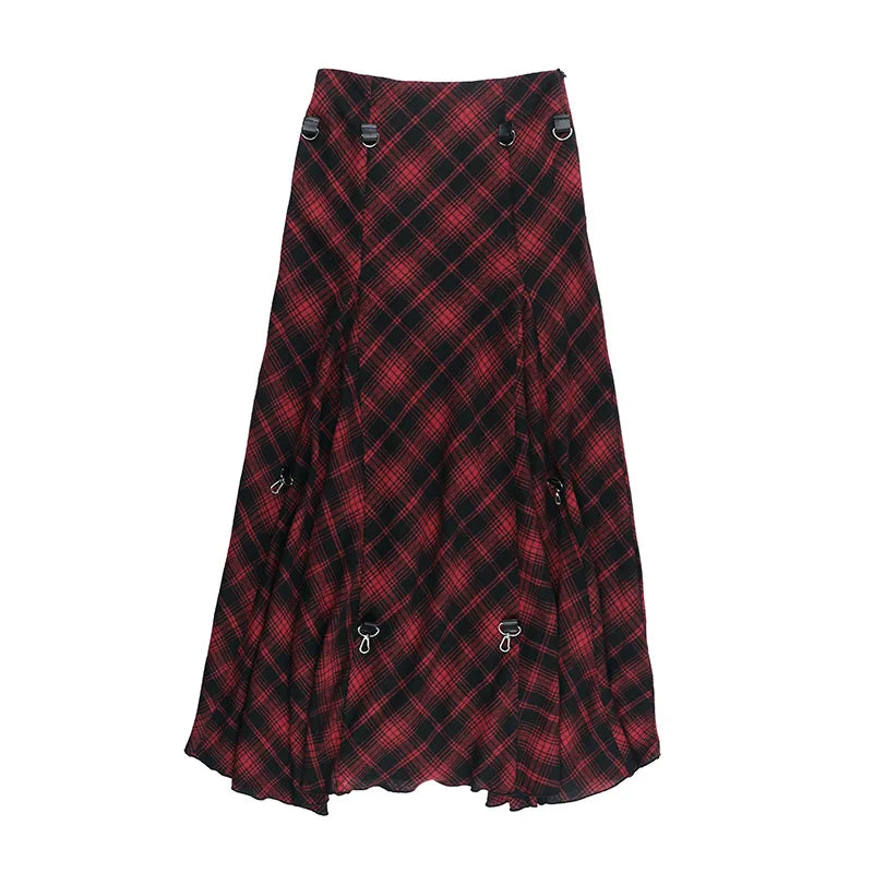 Y2K Grunge Goth Skirt – Multi-Wear Adjustable Metal Buckle, Mall Goth Streetwear Women's Style