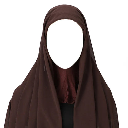 Hijab foulard chiffon uni prêt-à-porter léger toutes saisons