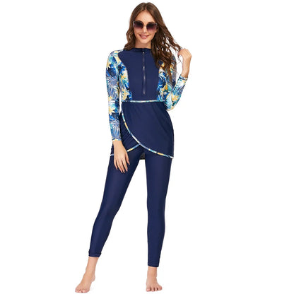Burkini 3 Pièces Manches Longues Hijab – Maillot Modest Sport Islamique