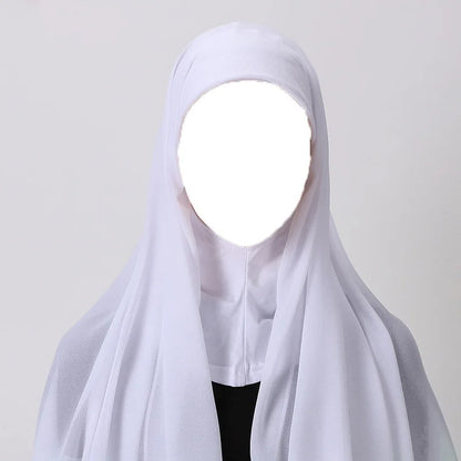 Hijab foulard chiffon uni prêt-à-porter léger toutes saisons