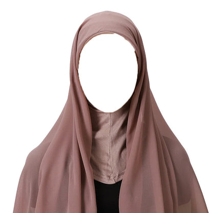 Hijab foulard chiffon uni prêt-à-porter léger toutes saisons