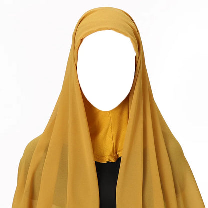 Hijab foulard chiffon uni prêt-à-porter léger toutes saisons