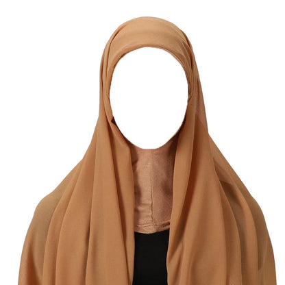 Hijab foulard chiffon uni prêt-à-porter léger toutes saisons