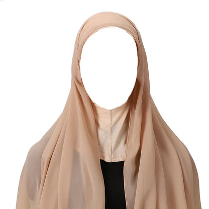 Hijab foulard chiffon uni prêt-à-porter léger toutes saisons