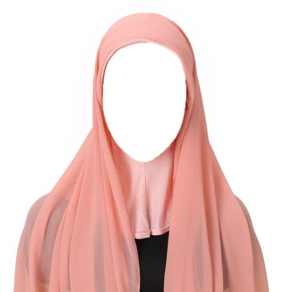 Hijab foulard chiffon uni prêt-à-porter léger toutes saisons