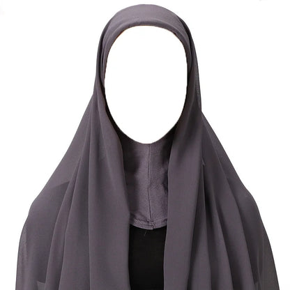 Hijab foulard chiffon uni prêt-à-porter léger toutes saisons