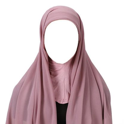 Hijab foulard chiffon uni prêt-à-porter léger toutes saisons