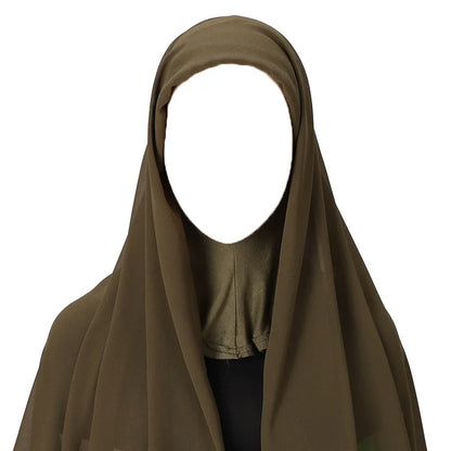 Hijab foulard chiffon uni prêt-à-porter léger toutes saisons