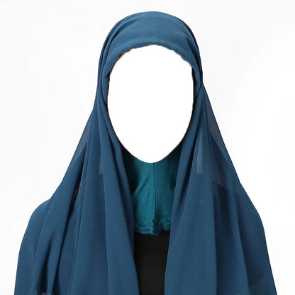 Hijab foulard chiffon uni prêt-à-porter léger toutes saisons