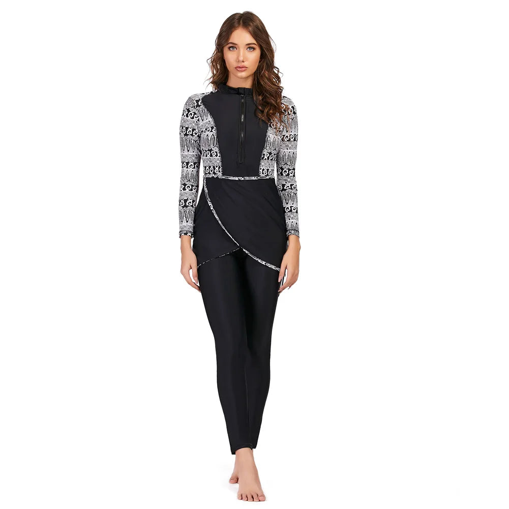 Burkini 3 Pièces Manches Longues Hijab – Maillot Modest Sport Islamique