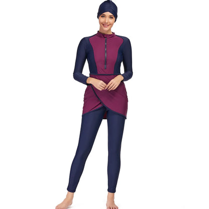 Burkini 3 Pièces Manches Longues Hijab – Maillot Modest Sport Islamique