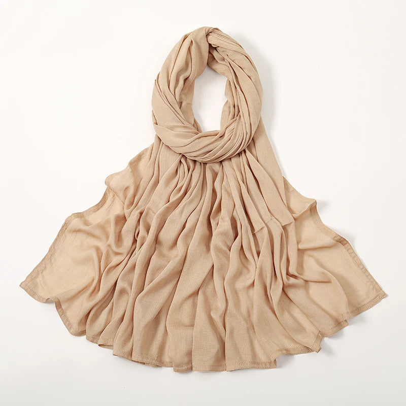 Hijab Modal Coton Rayon – Grand Foulard Islamique Uni Pour Femme 200×85 cm