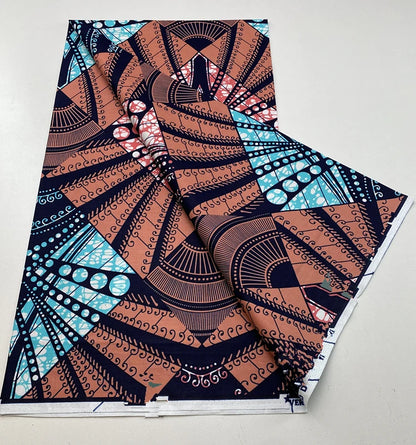Tissu Wax Africain 100% Coton – Imprimé Authentique, 6 Yards