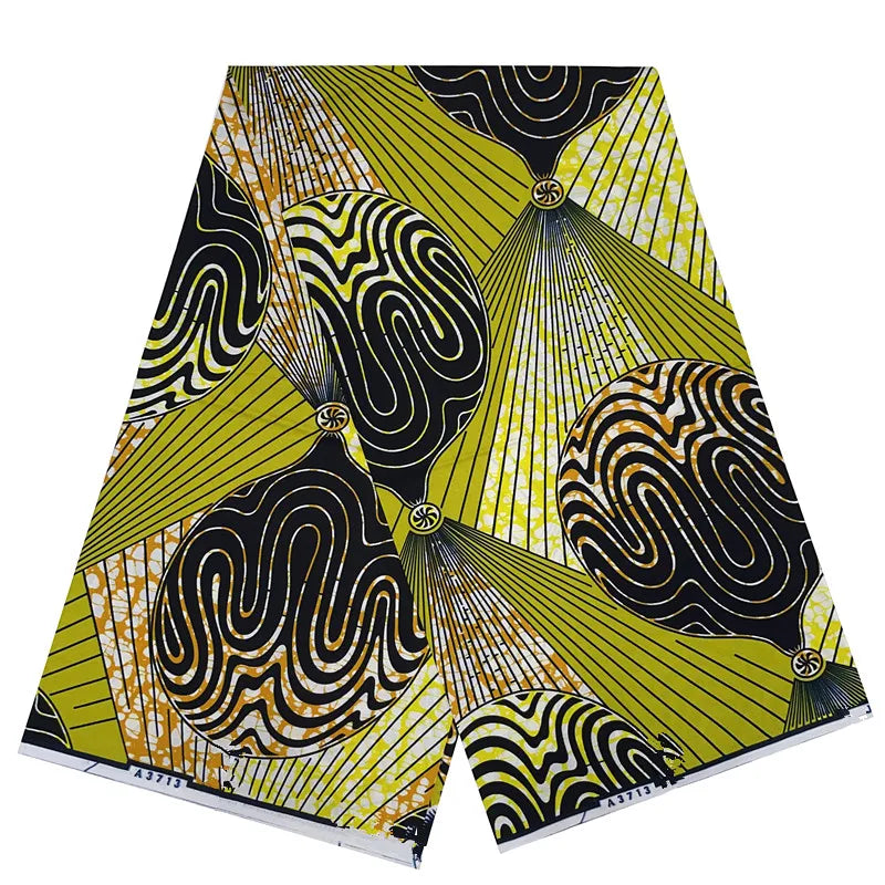 Tissu Wax Africain 100% Coton – Imprimé Authentique, 6 Yards