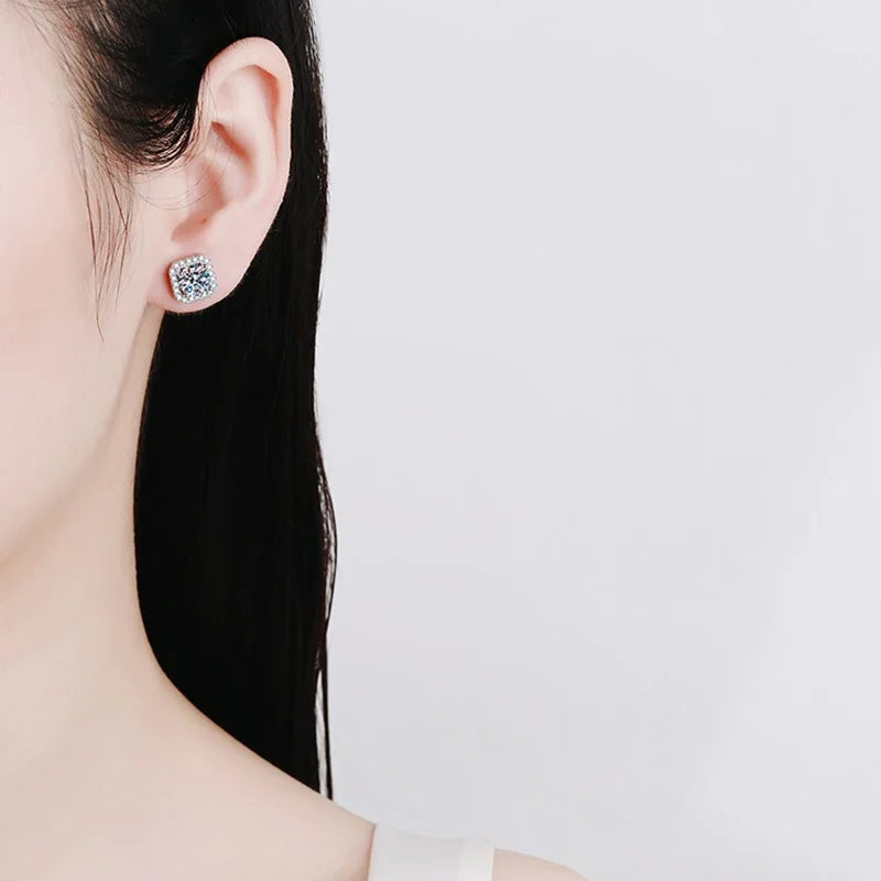 Boucles d'Oreilles Clous Moissanite D Couleur VVS1 – Argent 925