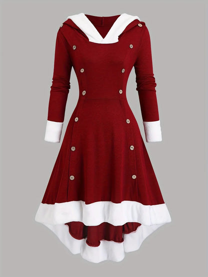 Robe Longue à Capuche Femme – Style Vintage Asymétrique