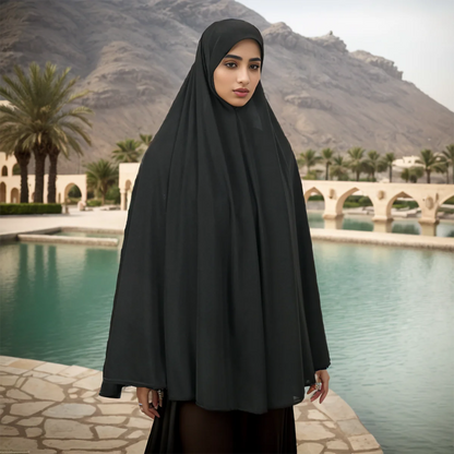 Abaya Femme Couverture Intégrale – Hijab Long Châle Coton Premium, Robe Prière Ramadan Couleur Unie
