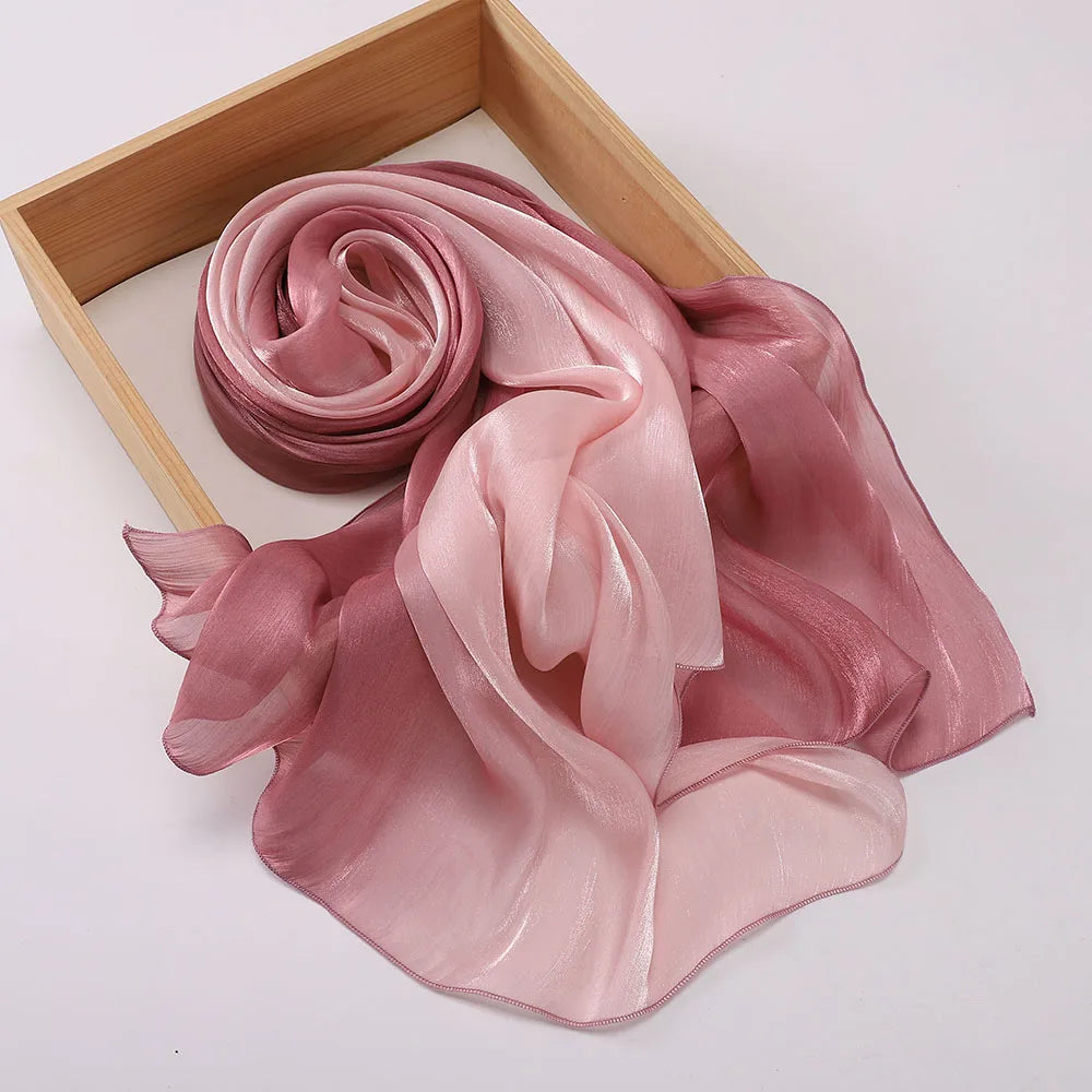 Hijab Satin Bicolore Dégradé – Foulard Islamique Élégant Pour Mariage & Occasions Spéciales