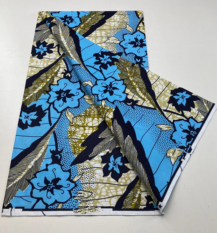 Tissu Wax Africain 100% Coton – Imprimé Authentique, 6 Yards
