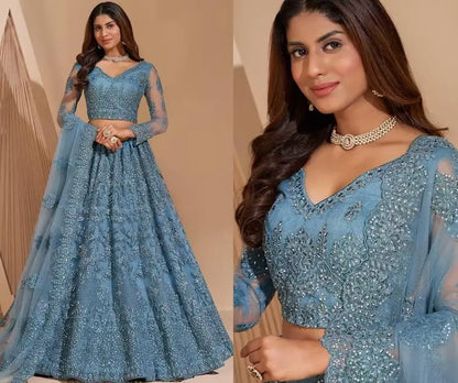 Lehenga Choli Robe de Bal Indienne Manches Longues – Broderie & Sur Mesure