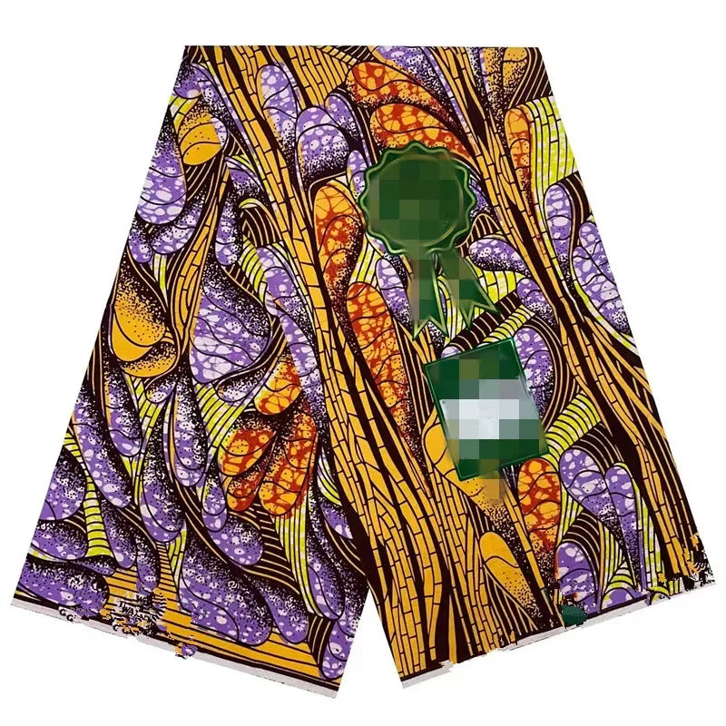 Tissu Wax Africain 100% Coton – Imprimé Authentique, 6 Yards