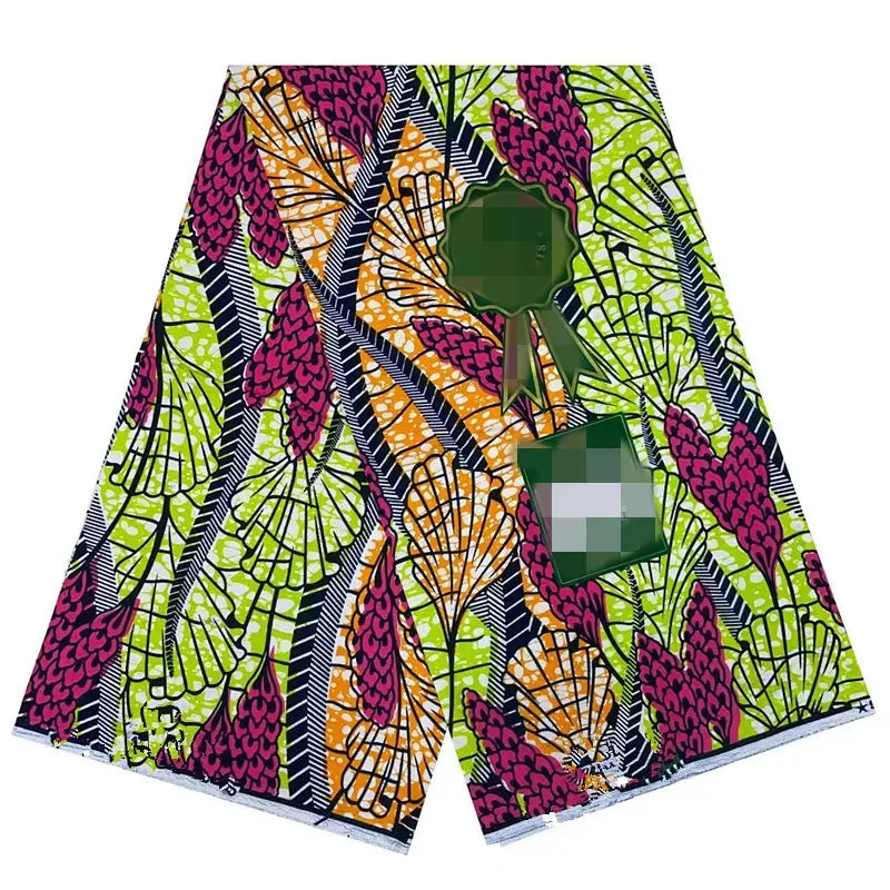 Tissu Wax Africain 100% Coton – Imprimé Authentique, 6 Yards