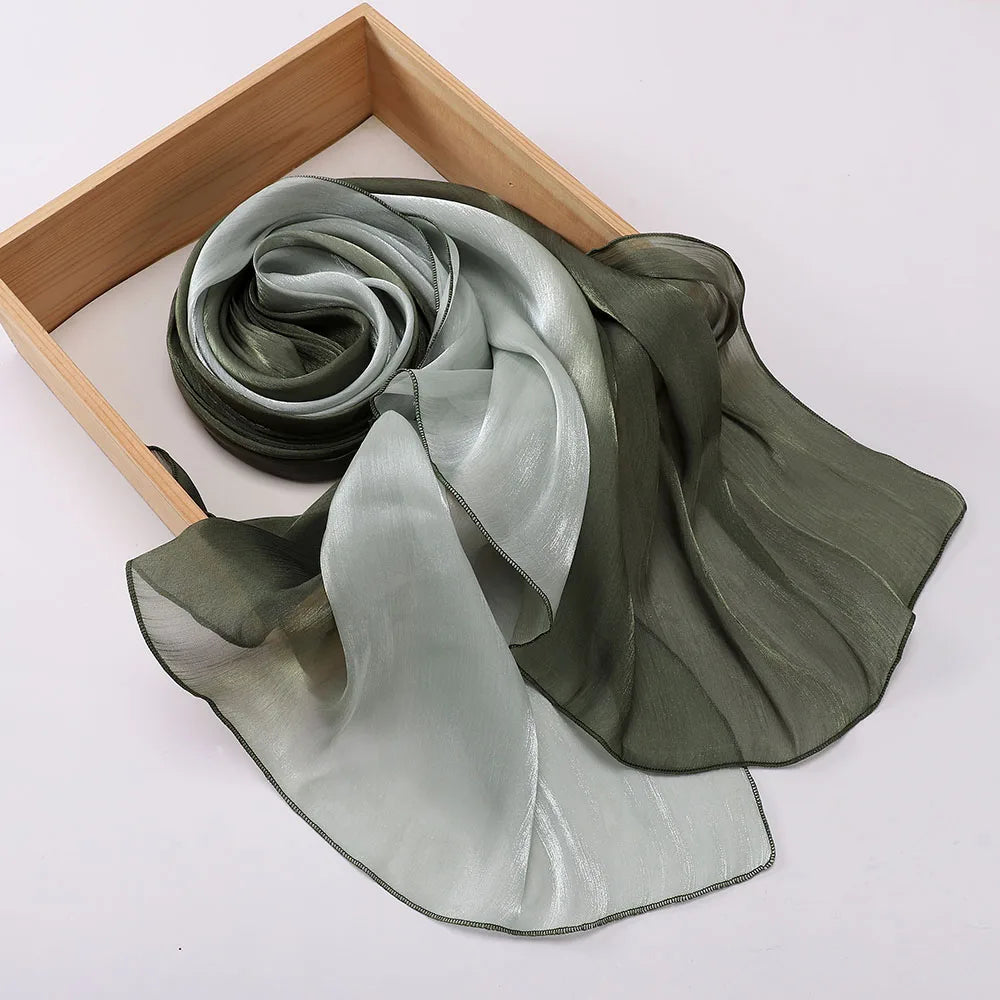 Hijab Satin Bicolore Dégradé – Foulard Islamique Élégant Pour Mariage & Occasions Spéciales