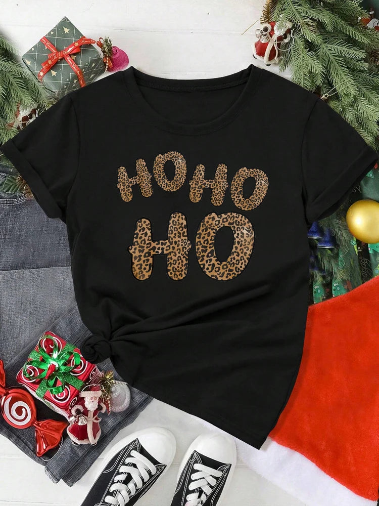 T-Shirt Femme Imprimé Noël – Motif Père Noël & Cartoon