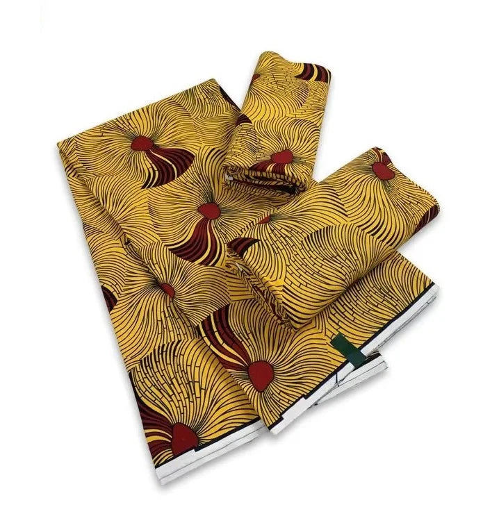Tissu Wax Hollandais Véritable 100% Coton – Pagne Africain, 6 Yards