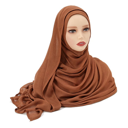 Hijab Modal Coton Rayon – Grand Foulard Islamique Uni Pour Femme 200×85 cm