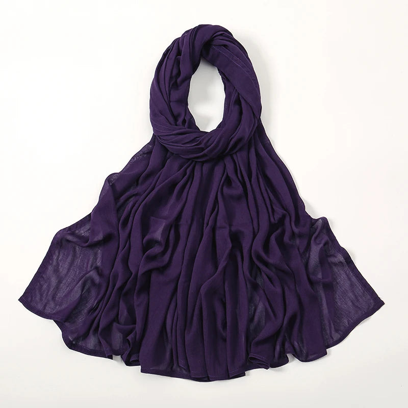 Hijab Modal Coton Rayon – Grand Foulard Islamique Uni Pour Femme 200×85 cm
