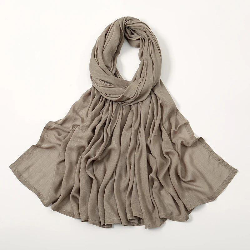 Hijab Modal Coton Rayon – Grand Foulard Islamique Uni Pour Femme 200×85 cm