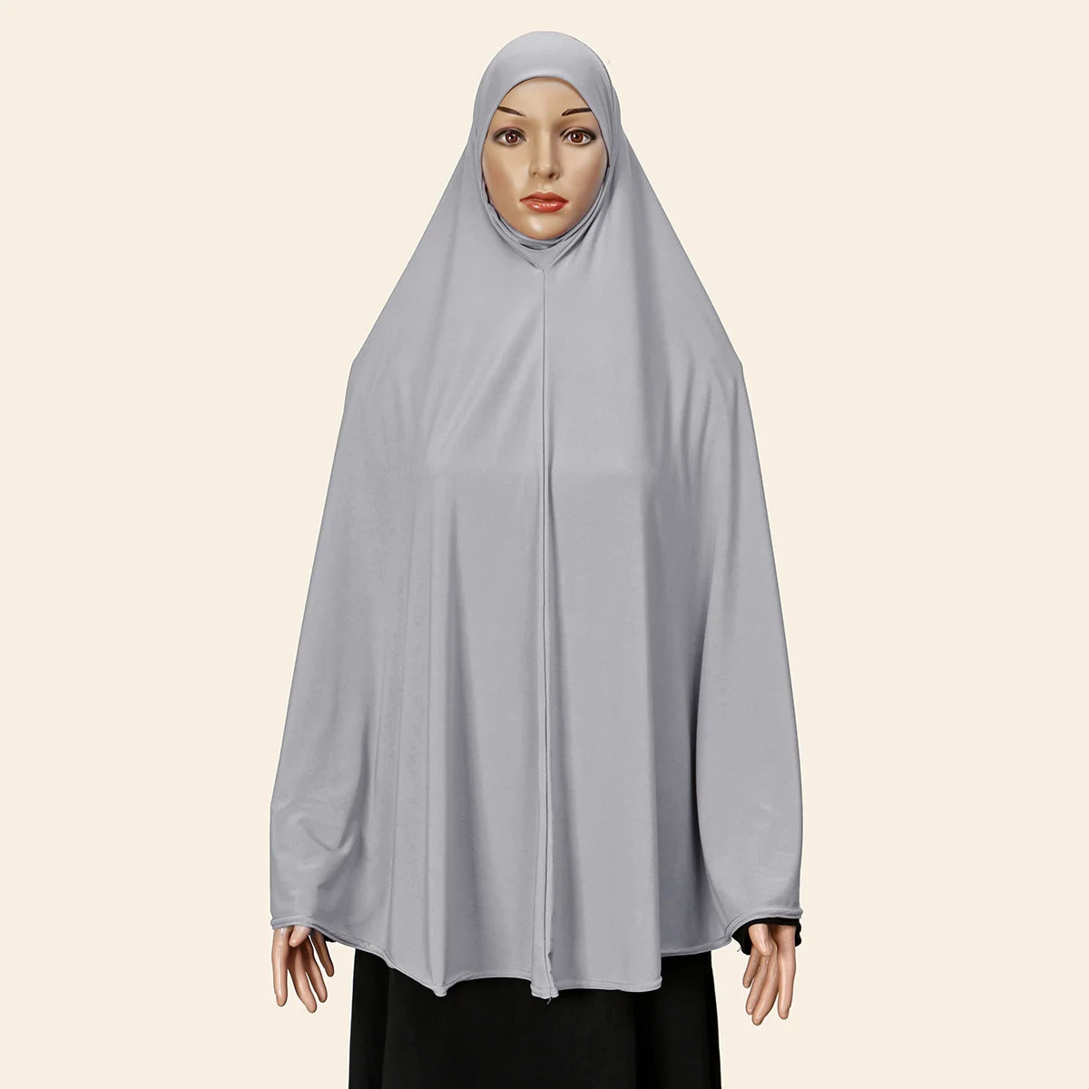 Abaya Femme Couverture Intégrale – Hijab Long Châle Coton Premium, Robe Prière Ramadan Couleur Unie