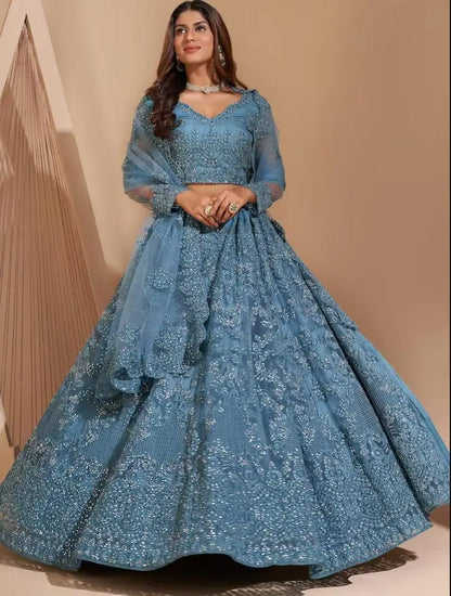 Lehenga Choli Robe de Bal Indienne Manches Longues – Broderie & Sur Mesure