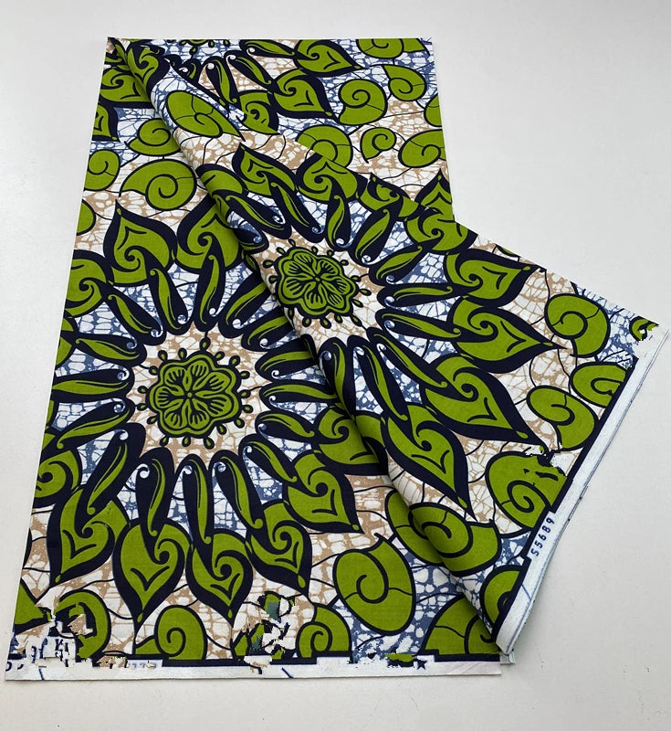 Tissu Wax Africain 100% Coton – Imprimé Authentique, 6 Yards