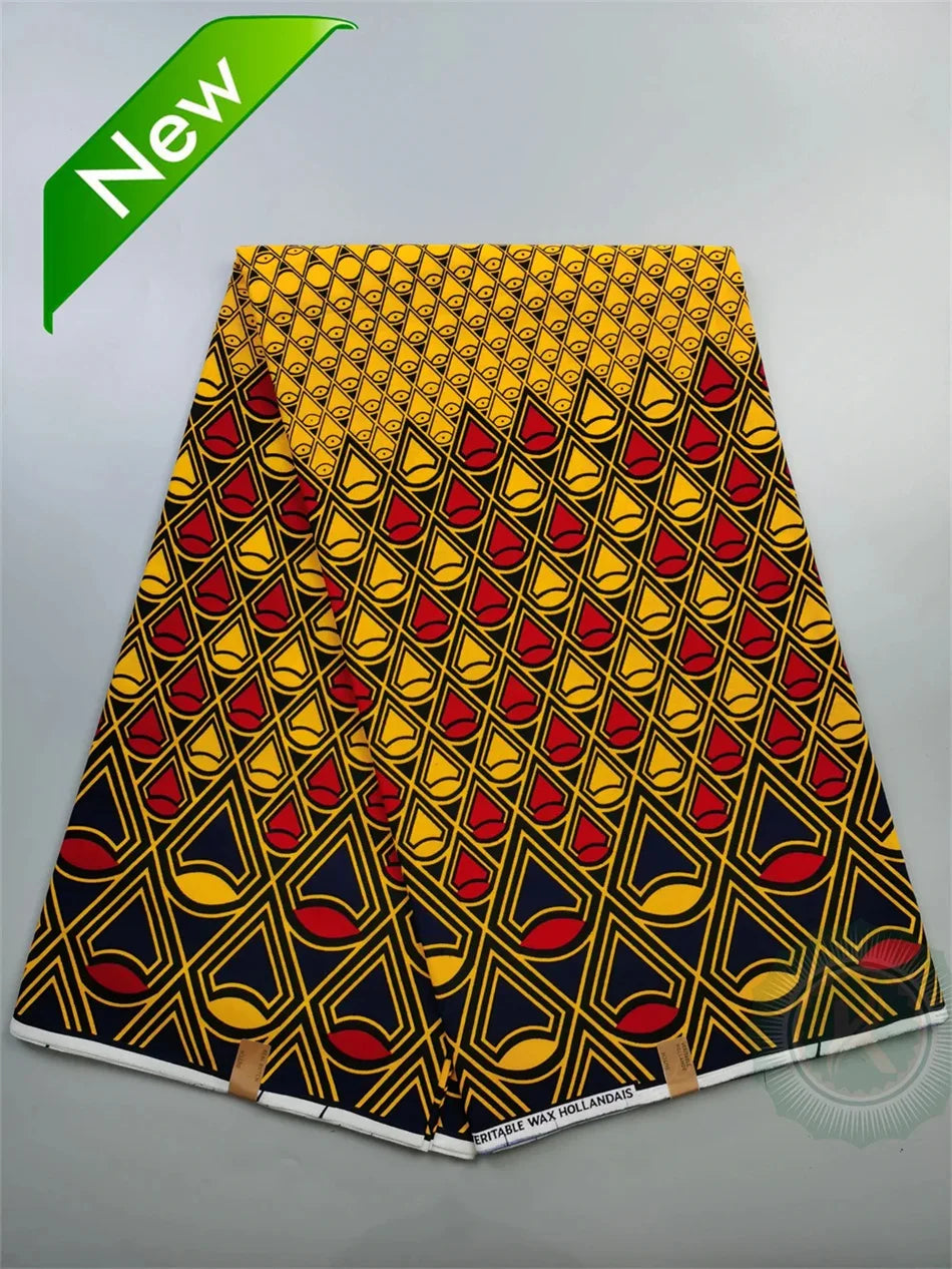 Tissu Wax Hollandais Véritable 100% Coton – Pagne Africain, 6 Yards