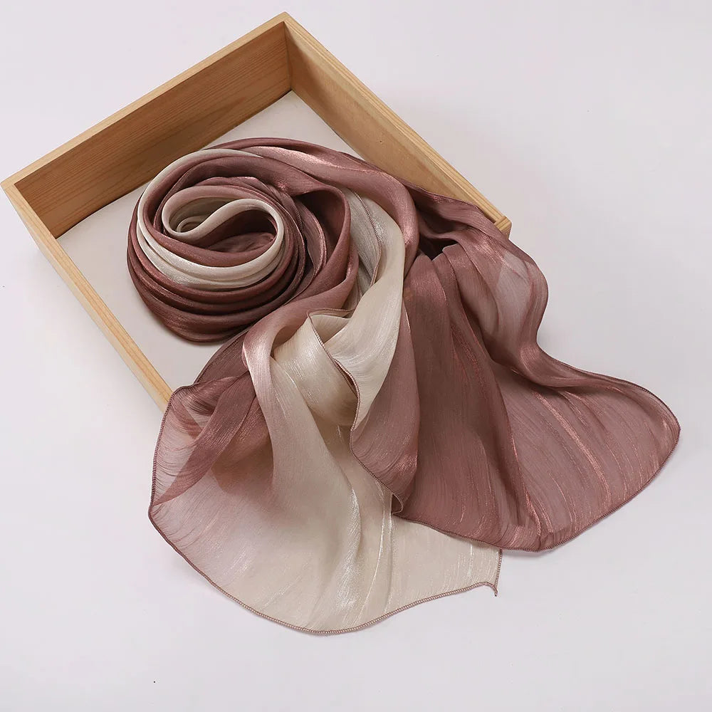 Hijab Satin Bicolore Dégradé – Foulard Islamique Élégant Pour Mariage & Occasions Spéciales