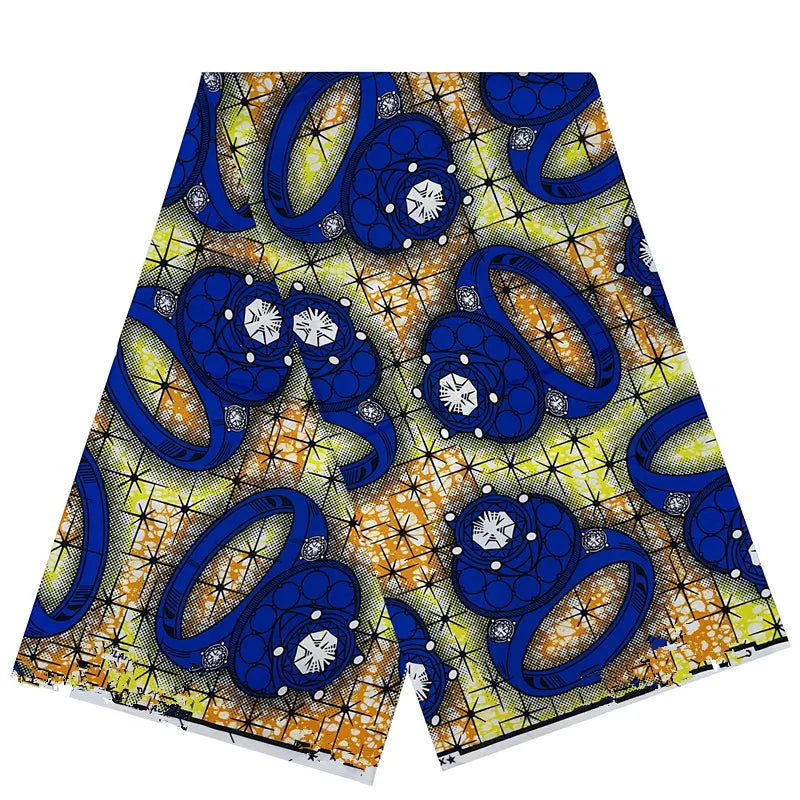 Tissu Wax Africain 100% Coton – Imprimé Authentique, 6 Yards