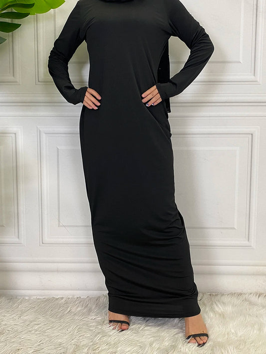 Women's long abaya dress, casual polyester, spring-summer