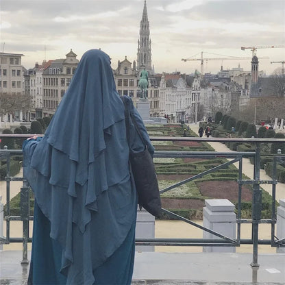 Khimar 3 Couches Niqab – Hijab Instanté Prière, Abaya Femme Voile Islamique Ramadan Djellaba