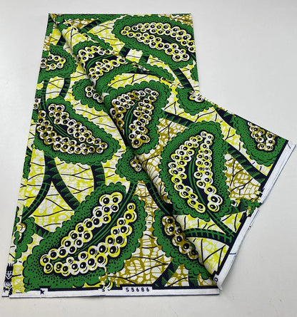 Tissu Wax Africain 100% Coton – Imprimé Authentique, 6 Yards