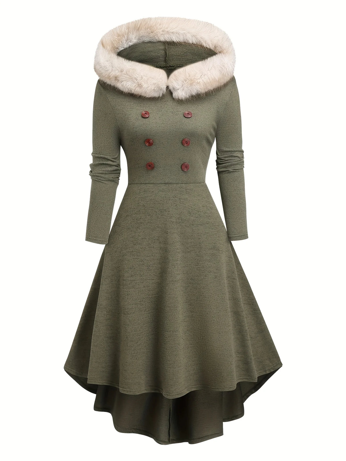Robe Longue Grande Taille Vert Olive Manches Longues – Ceinture Réglable, Style Bohème Élégant