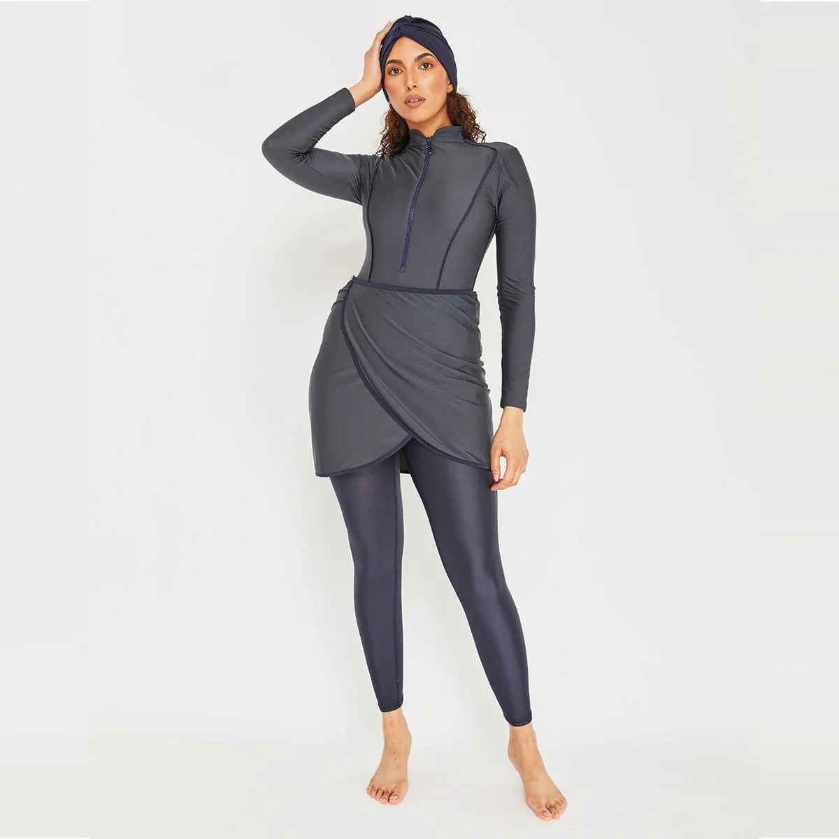 Burkini 3 Pièces Manches Longues Hijab – Maillot Modest Sport Islamique