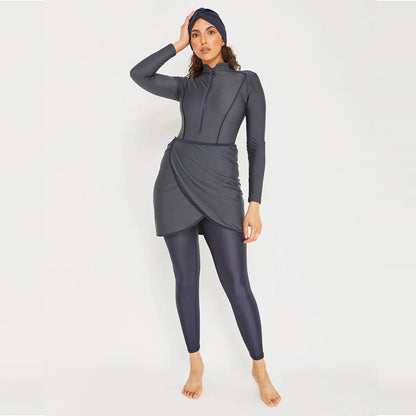 Burkini 3 Pièces Manches Longues Hijab – Maillot Modest Sport Islamique