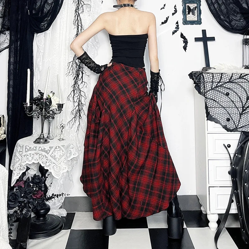 Y2K Grunge Goth Skirt – Multi-Wear Adjustable Metal Buckle, Mall Goth Streetwear Women's Style